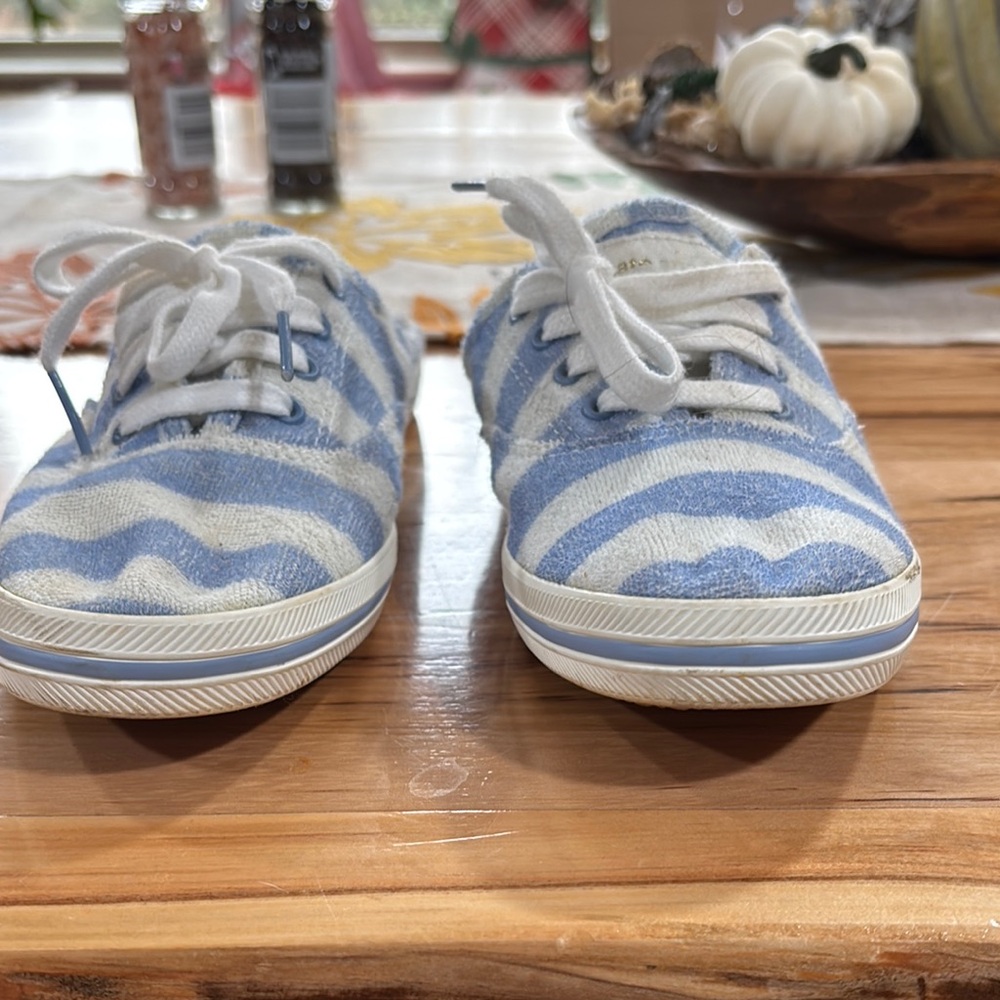 Striped Blue and White Kids Sneakers